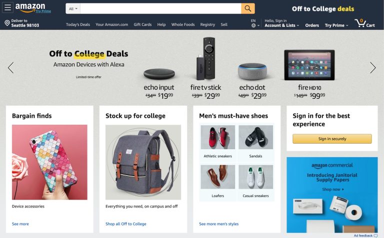 Trang thương mại điện tử bán hàng trực tuyến Amazon